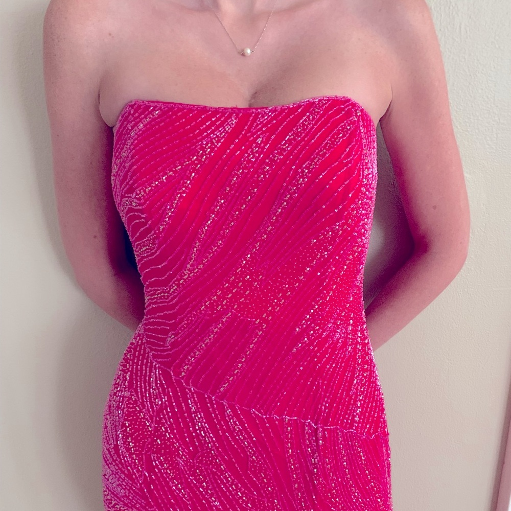 Tiffany hot pink beaded gown